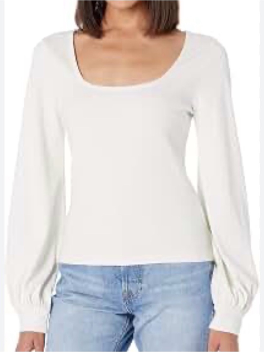 Premise Ivory Ribbed Scoop Neck Top